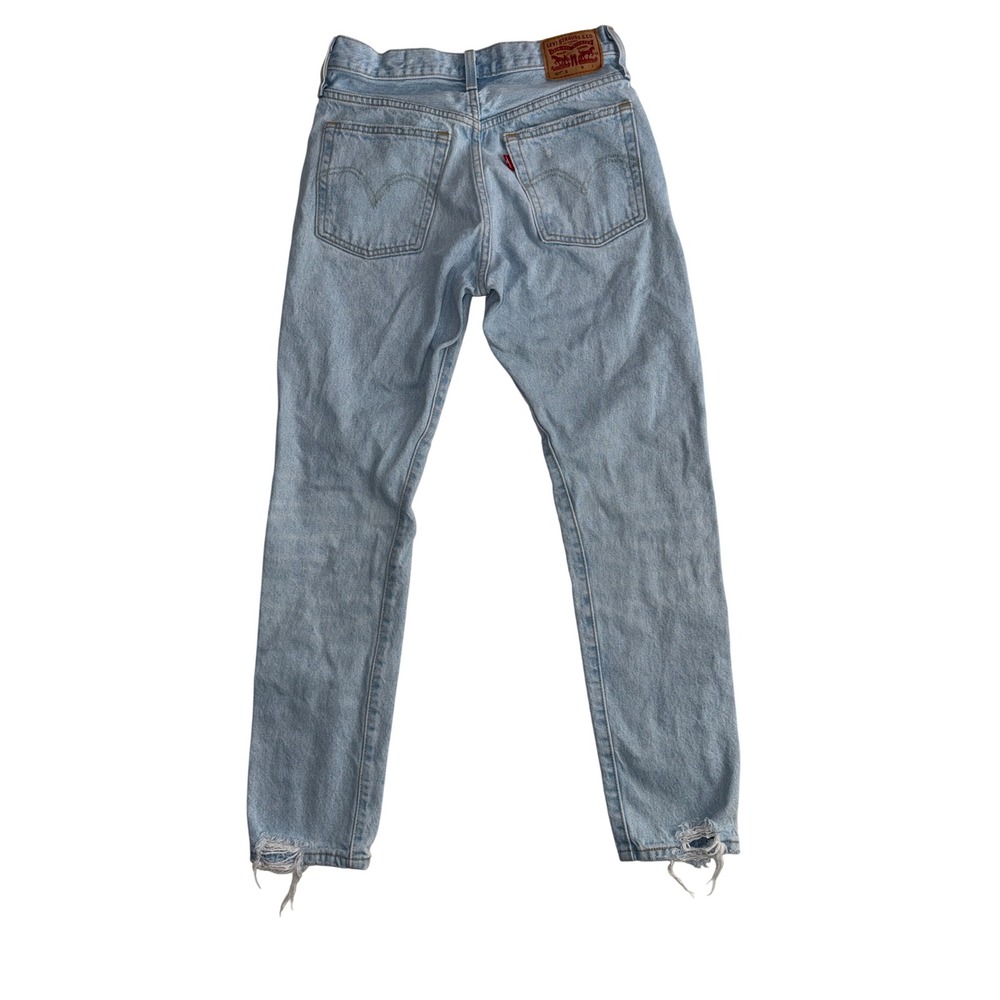 Levis 501 Skinny Light Wash Distressed High Rise Button Fly Jeans W25 L28 - Picture 2 of 8